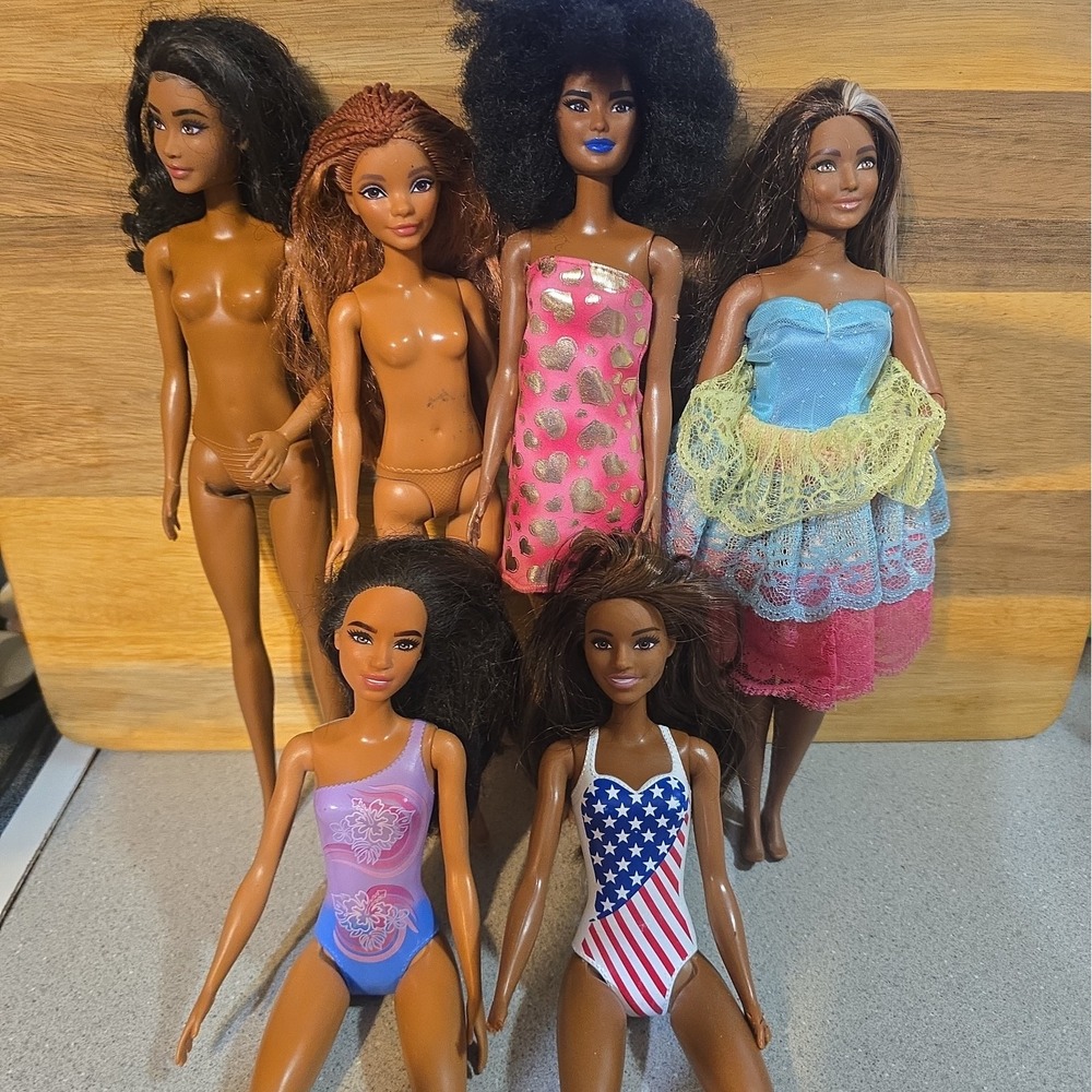 Lot of 6...Mattel African American Black Barbie Doll Lot Various Years, Ethnic